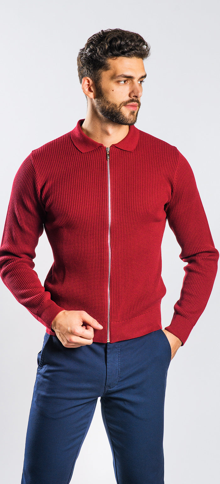 Burgundy zip-up sweater
