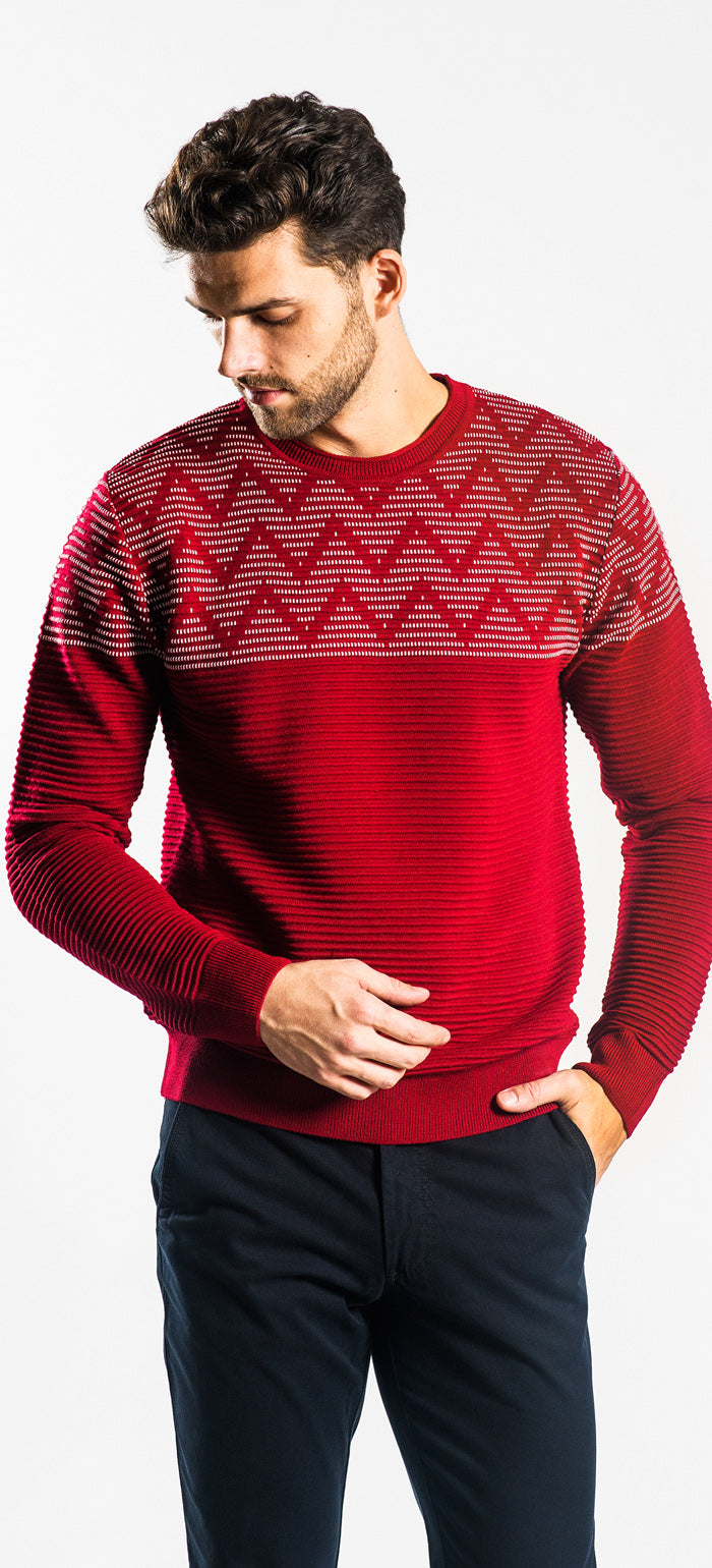 Burgundy patterned sweater