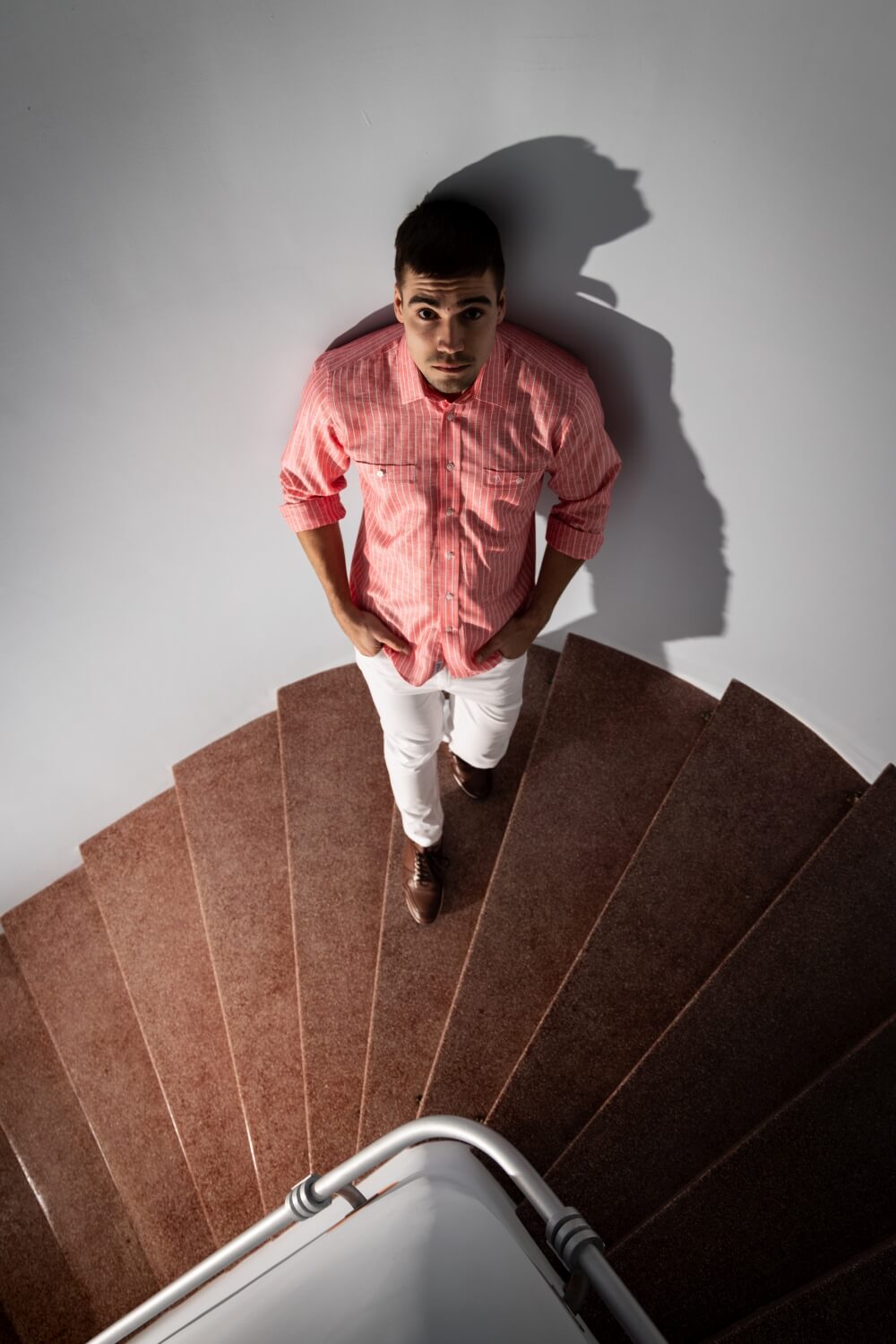 Red linen Slim Fit shirt