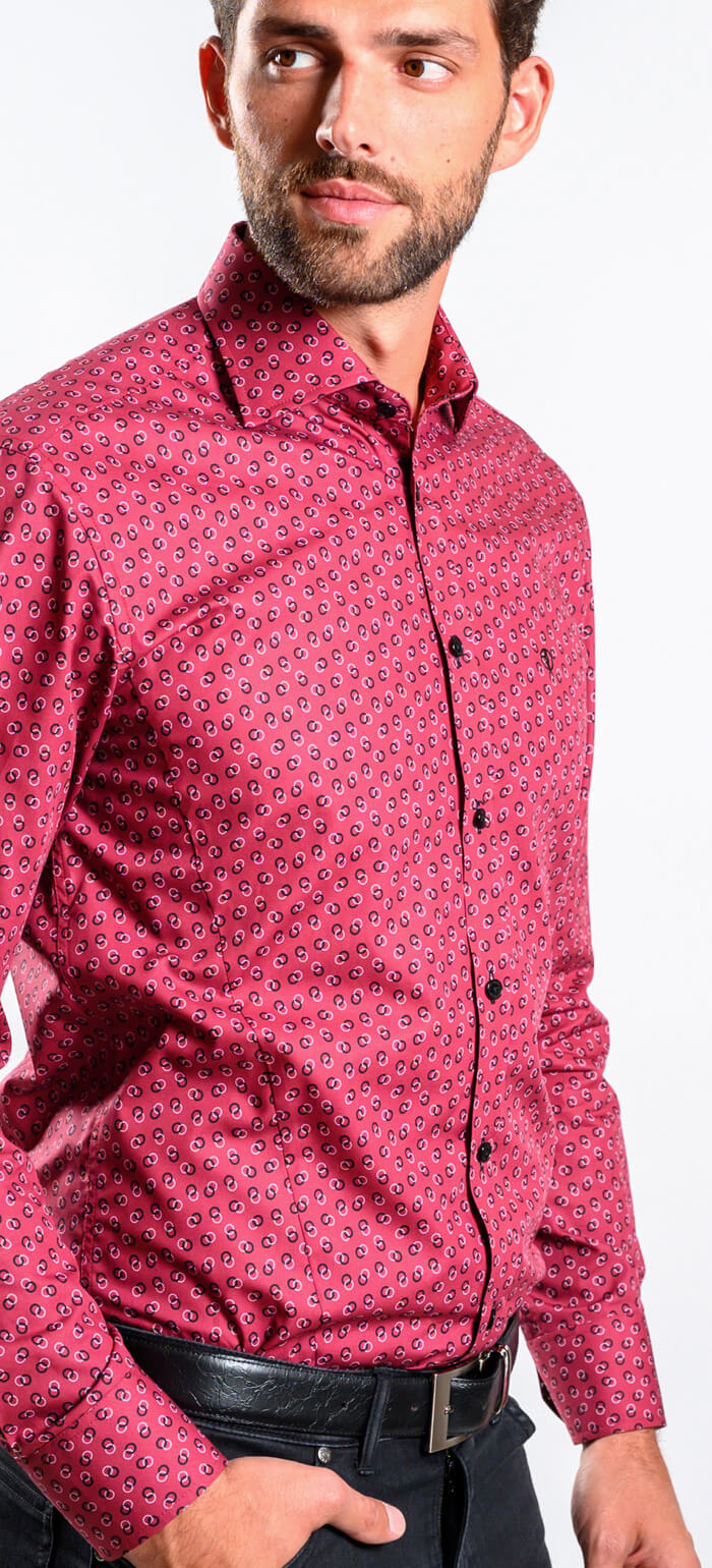 Red patterned Extra Slim Fit shirt