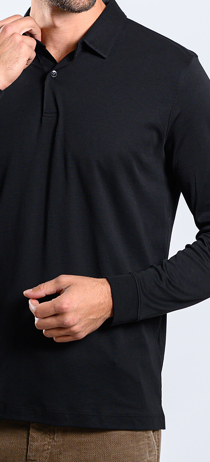 Black long-sleeved polo shirt