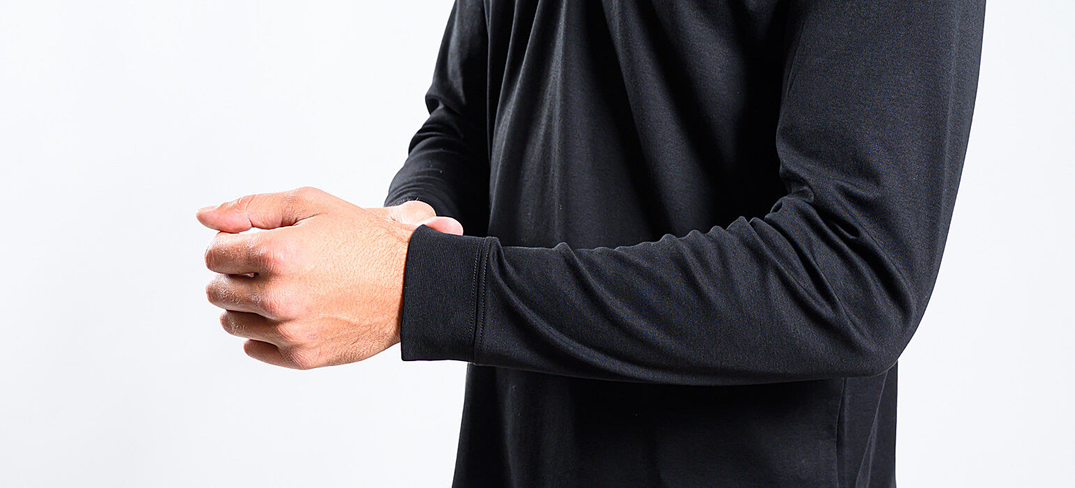 Black long-sleeved polo shirt