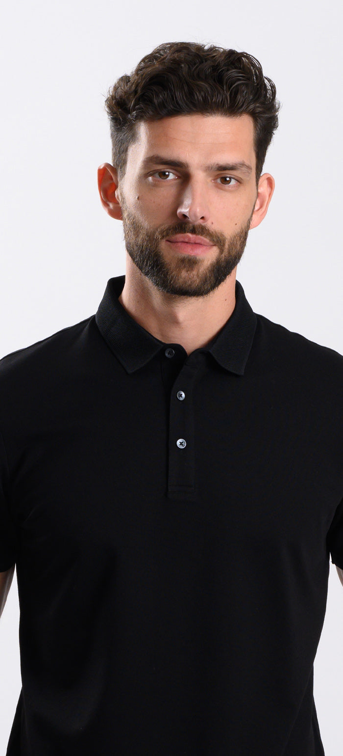 Black polo shirt