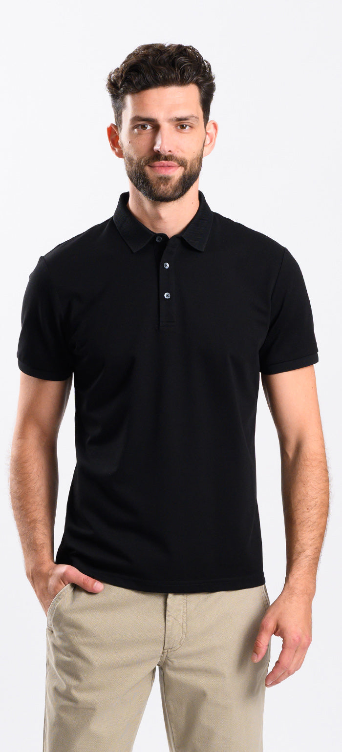 Black polo shirt