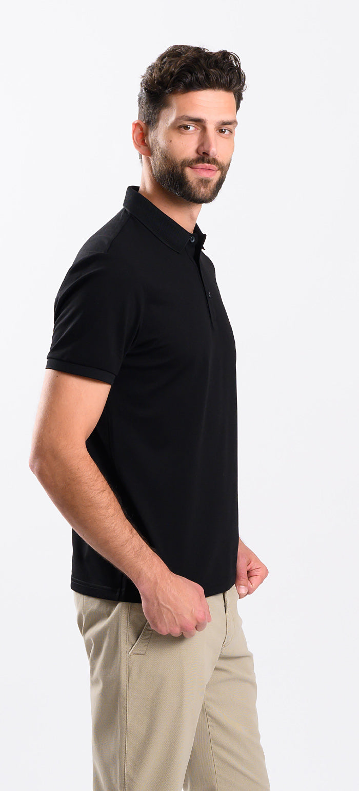 Black polo shirt