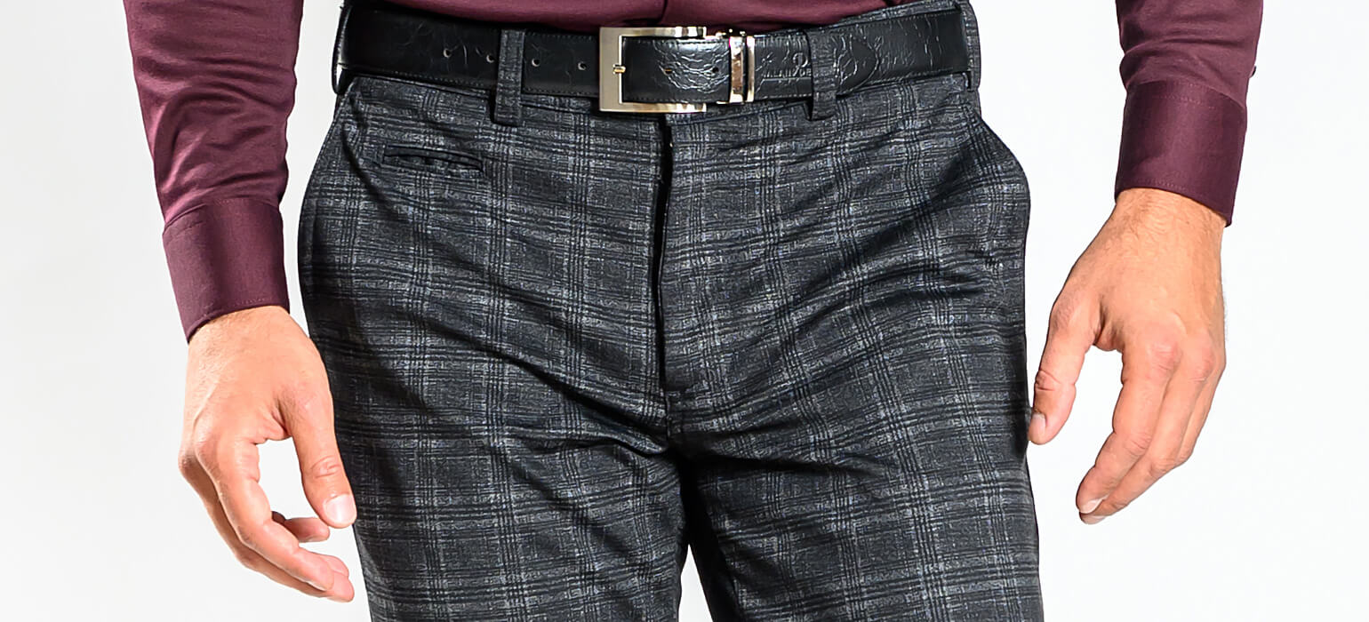 Black and gray checked pants