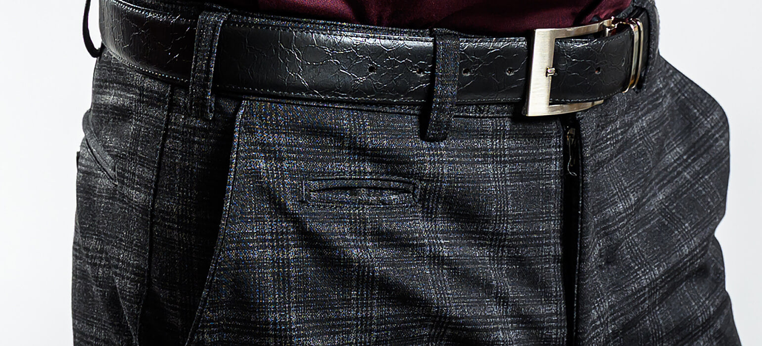 Black and gray checked pants