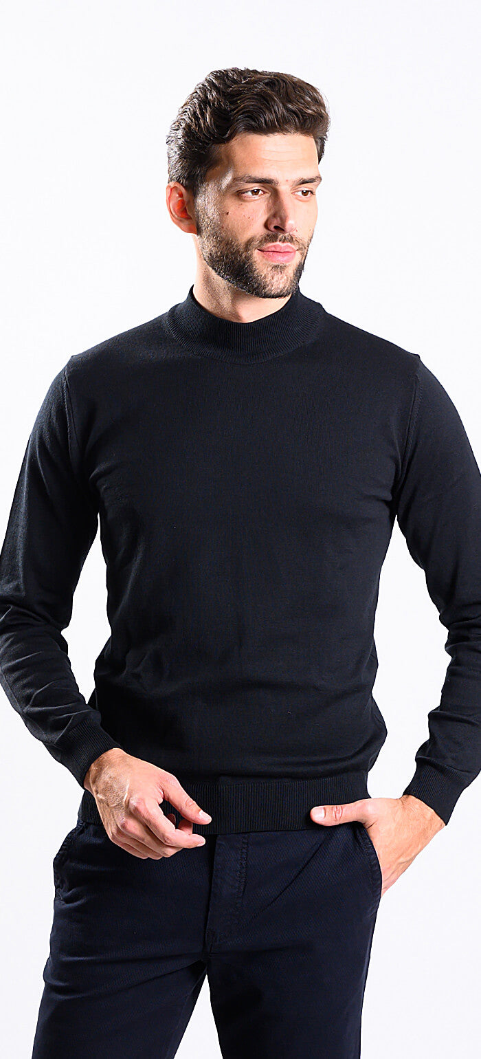 Black cotton turtleneck