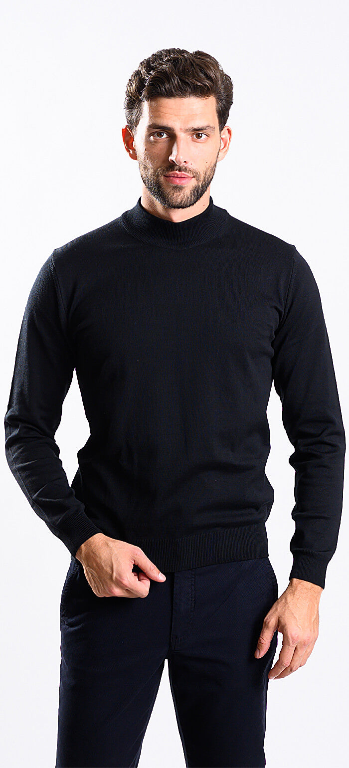 Black cotton turtleneck