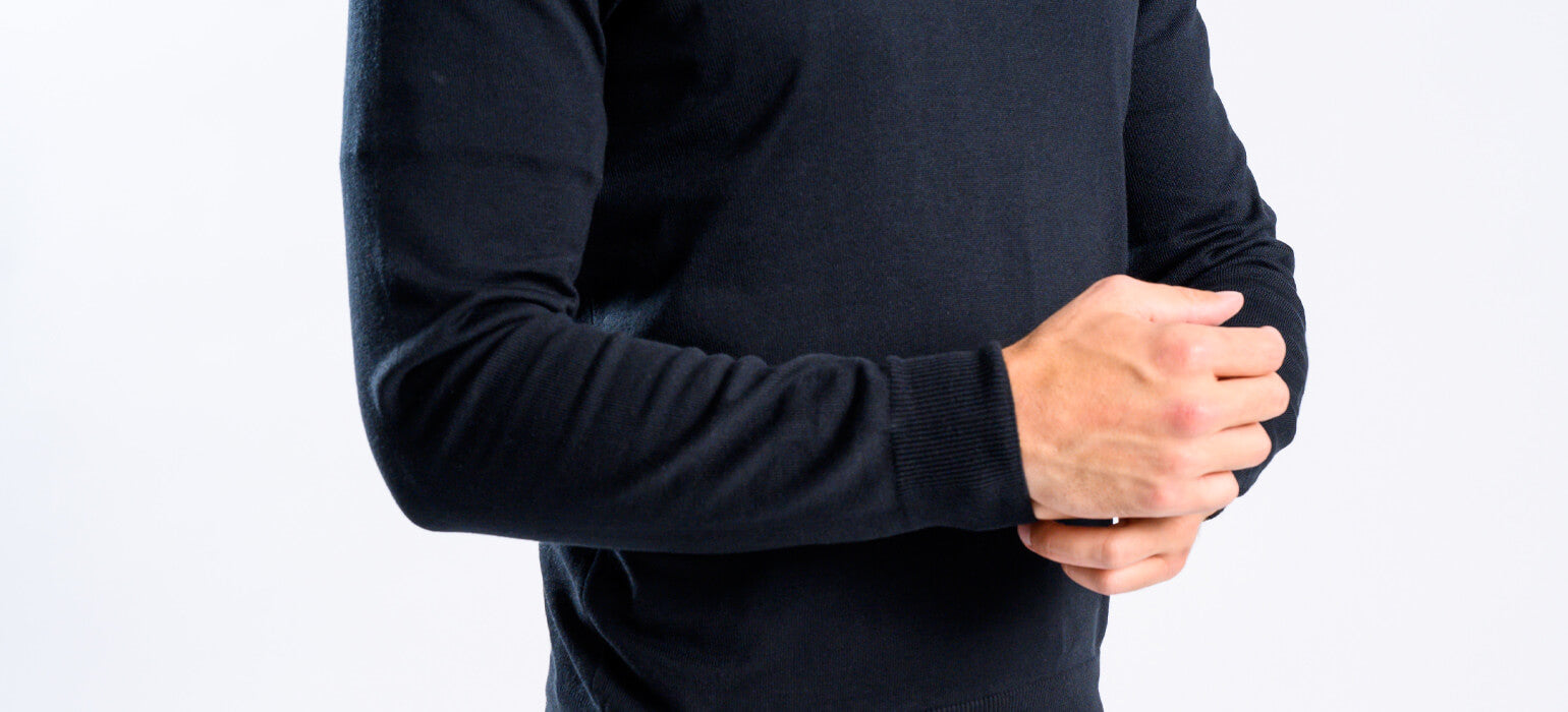 Black cotton V-neck sweater