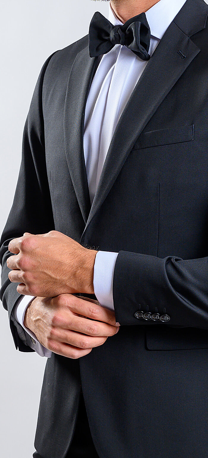 Black Slim Fit Wool Suit