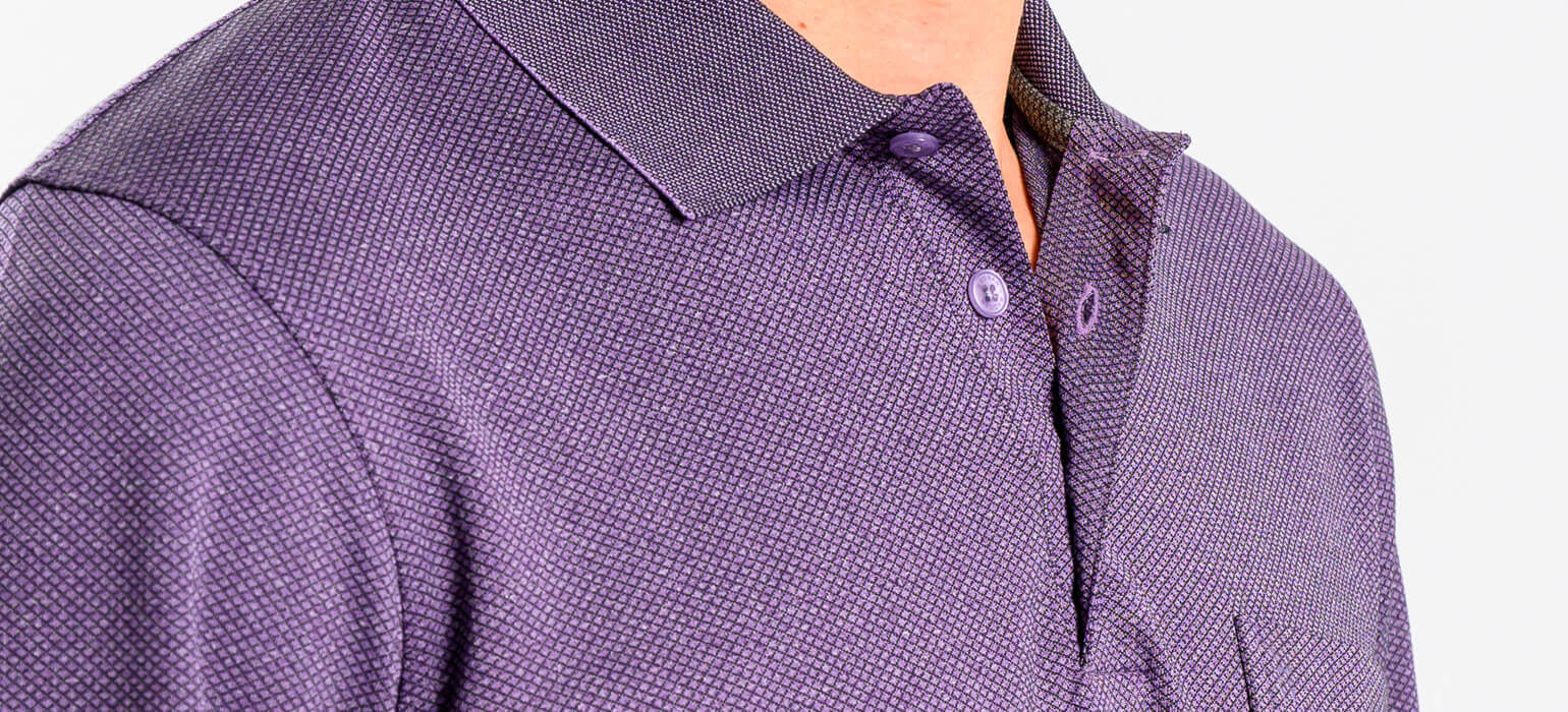 Purple cotton long-sleeved polo shirt