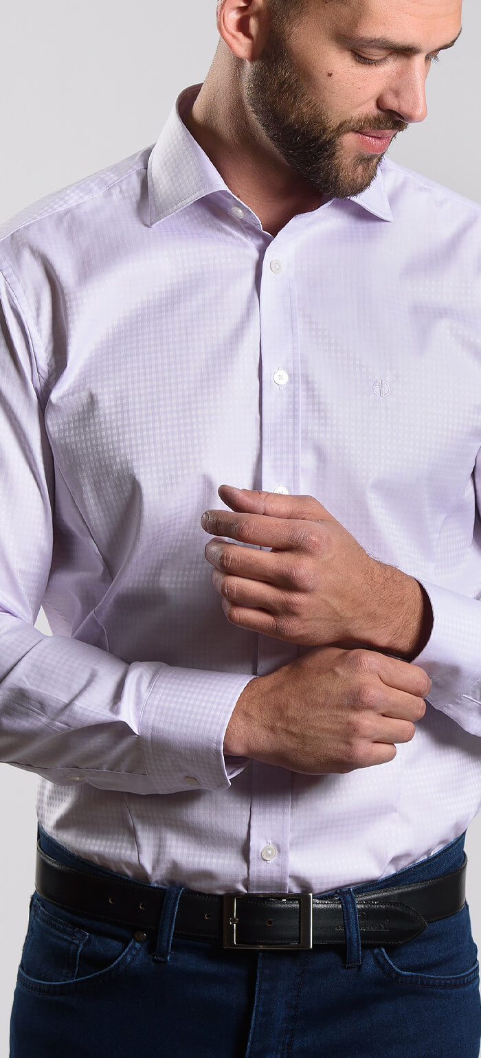 Purple Extra Slim Fit Shirt with Check Pattern