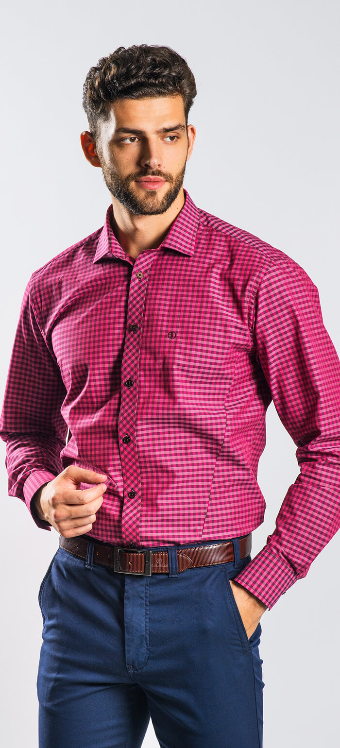 Purple Checked Extra Slim Fit Shirt