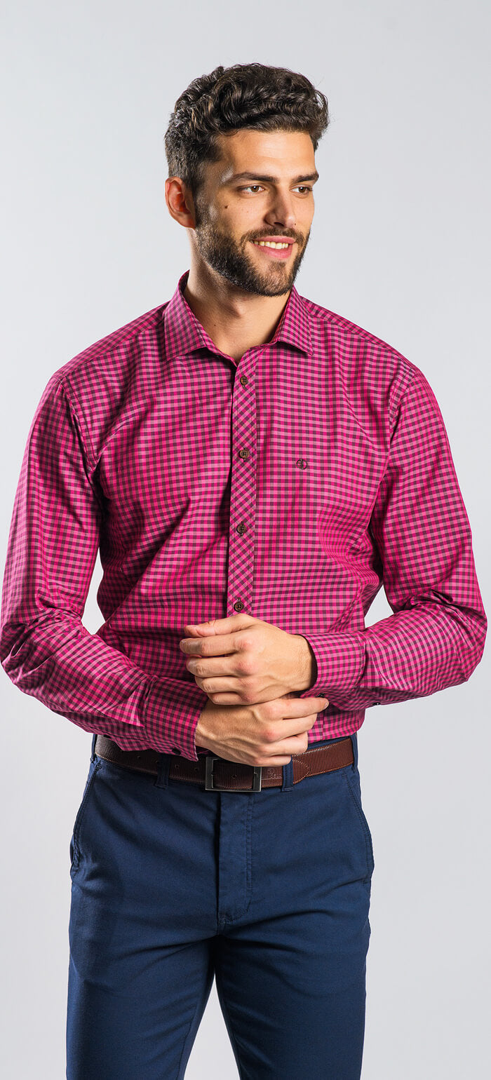 Purple Checked Extra Slim Fit Shirt