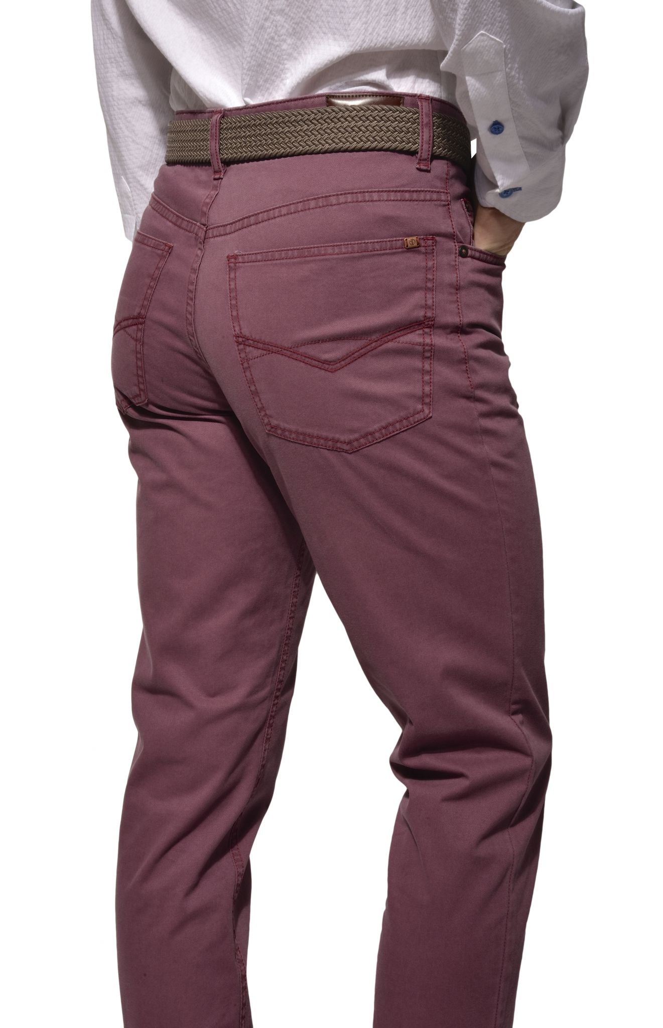 Purple five-pocket trousers