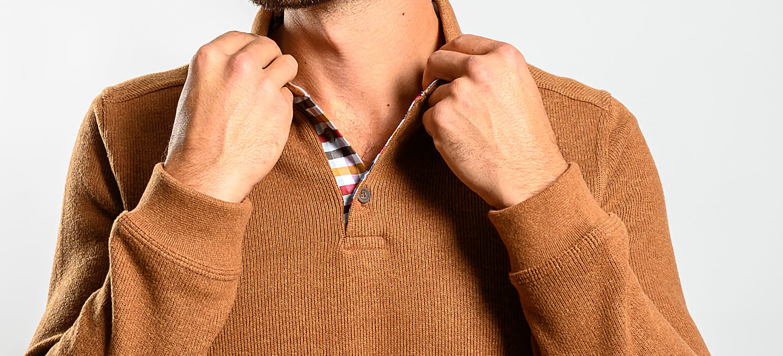 Brown long-sleeved polo shirt