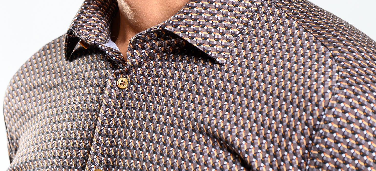 Brown stretch Extra Slim Fit shirt with anti-wrinkle treatment