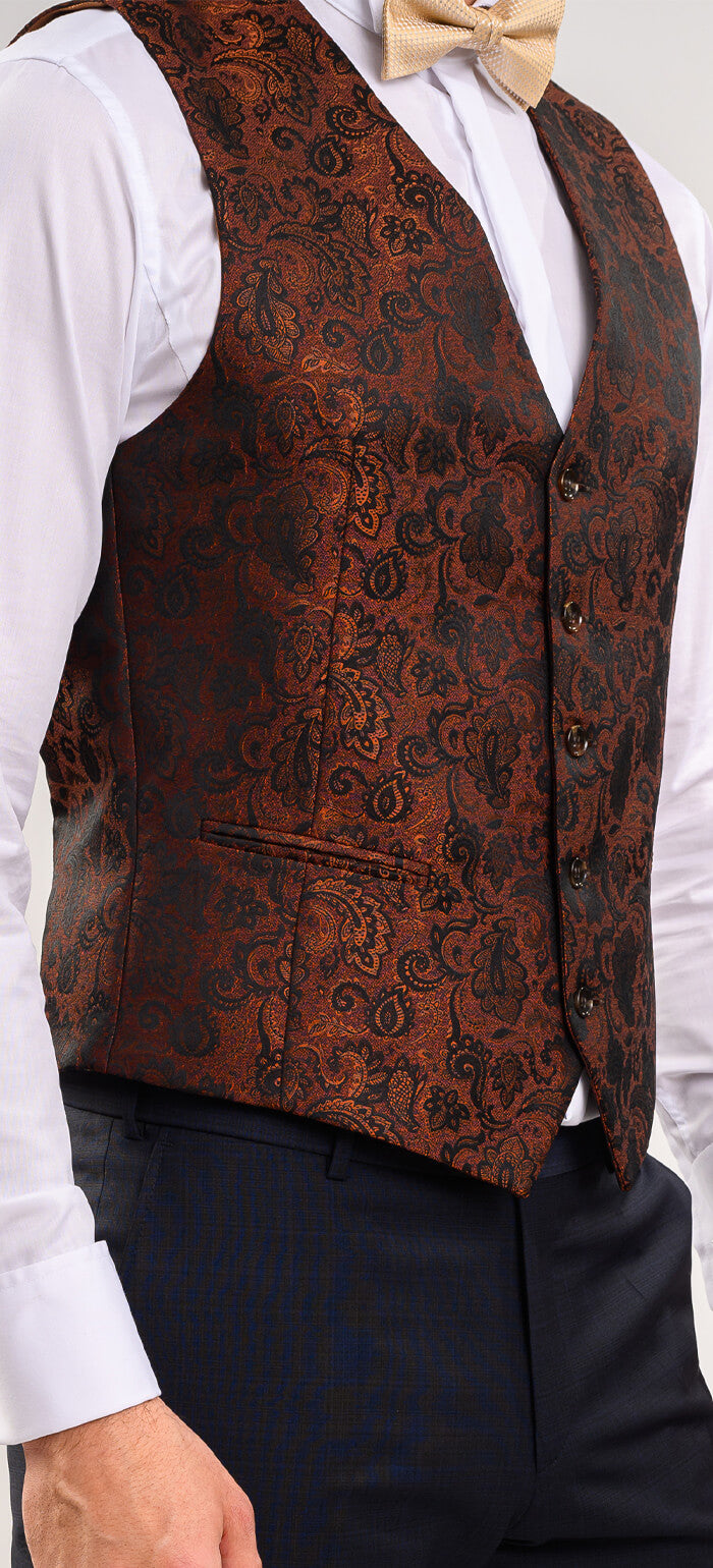 Brown patterned suit vest