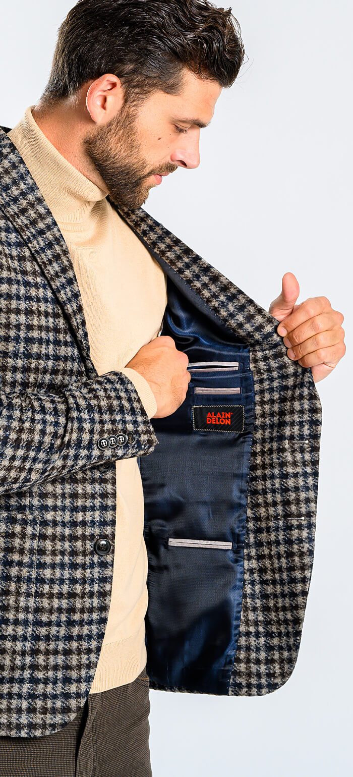 Brown jacket with a rooster print