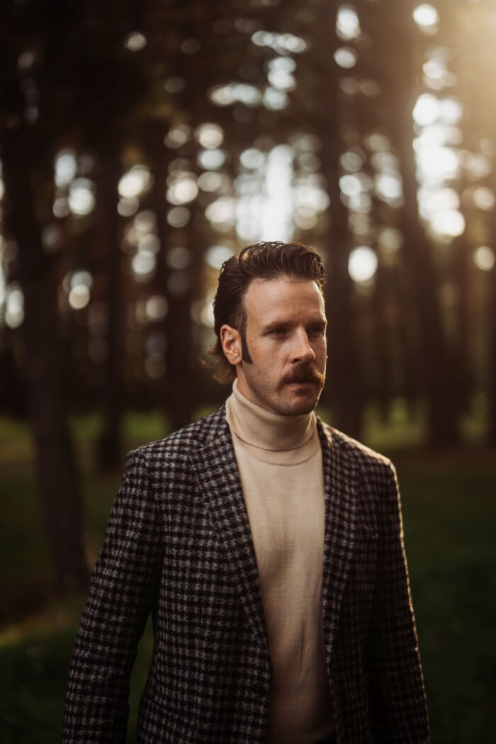 Brown jacket with a rooster print