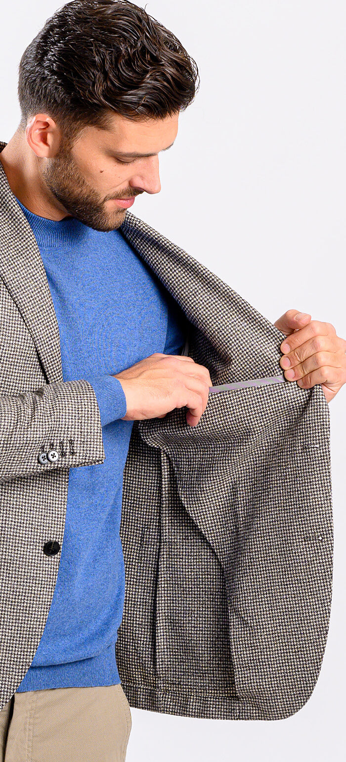 Brown jacket with a rooster print