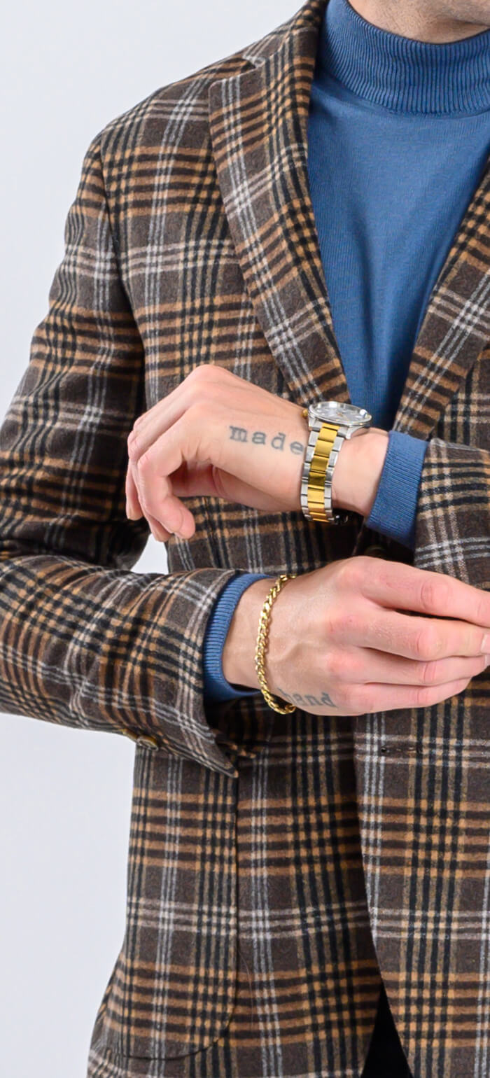 Brown wool checked jacket