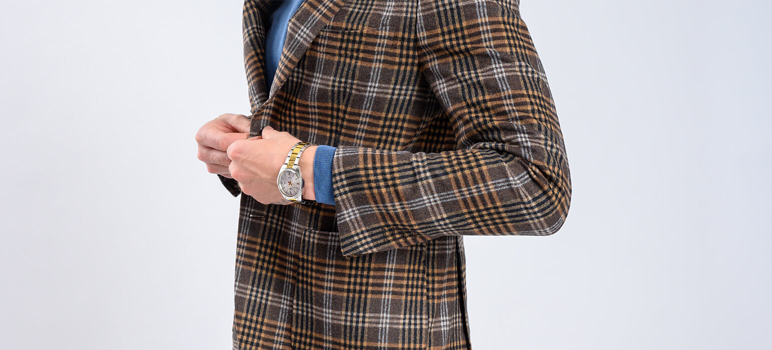 Brown wool checked jacket