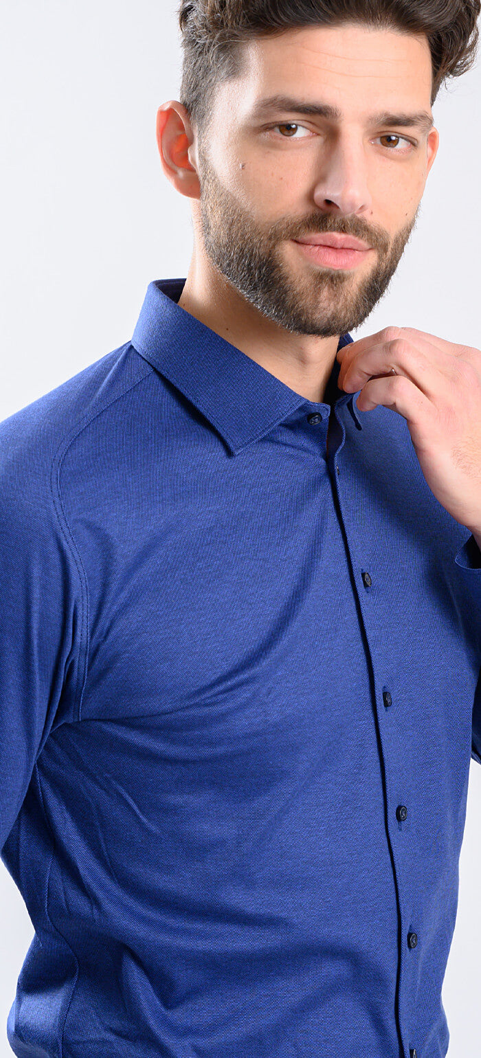 Royal Blue Stretch Extra Slim Fit Shirt with Anti-Wrinkle Finish