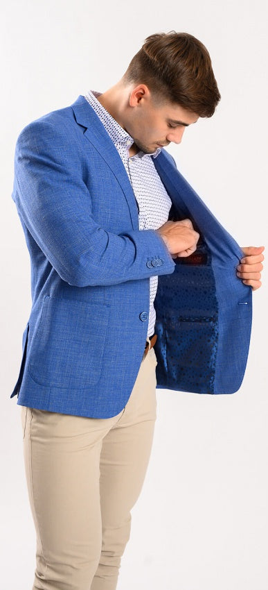 Royal blue blazer with linen XL size
