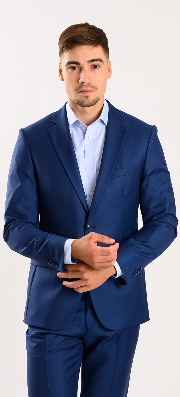 Royal Blue Wool Slim Fit Suit