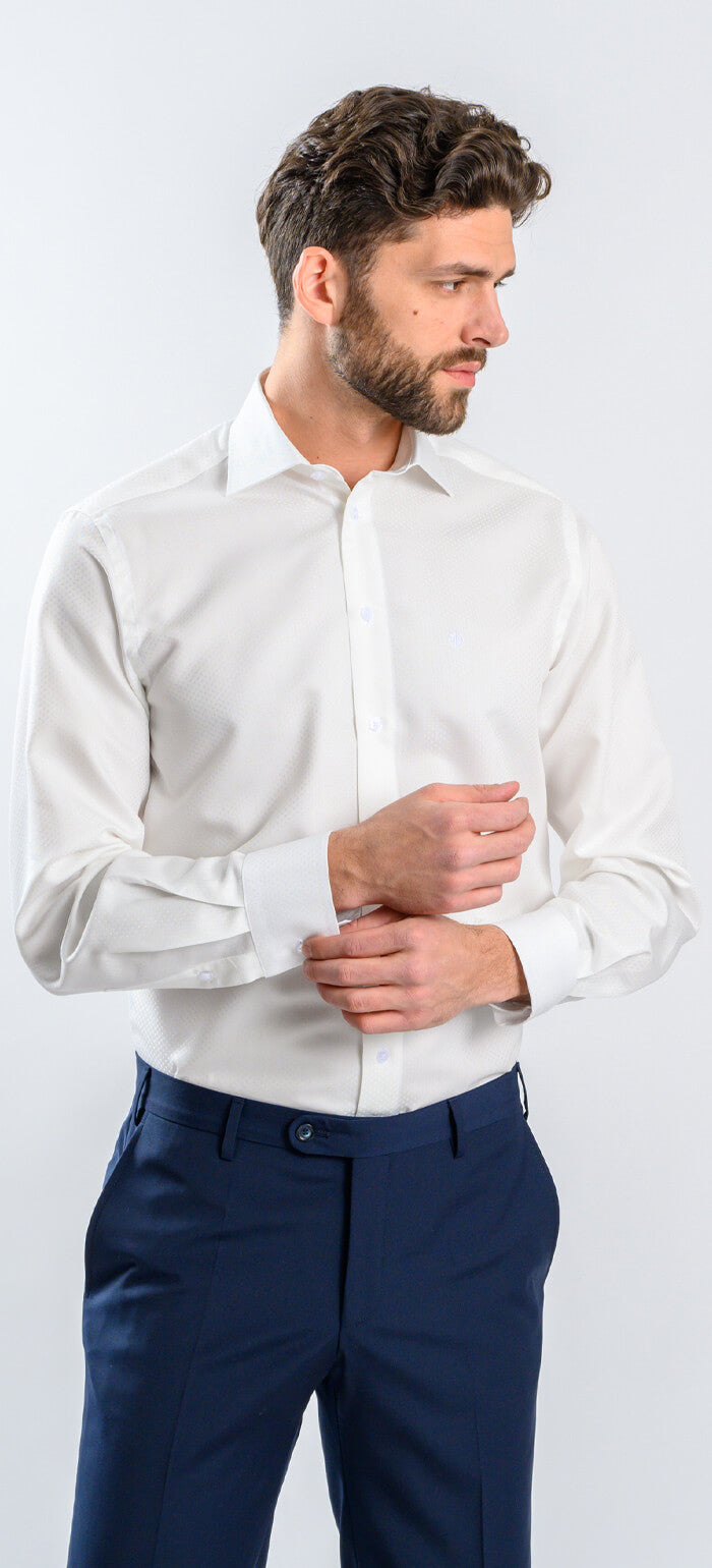 Butter Classic Fit Shirt with Subtle Polka Dot Pattern