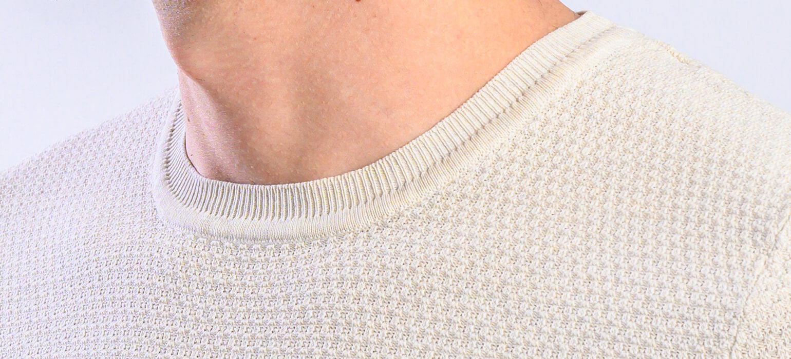 Buttery knit T-shirt with a subtle pattern