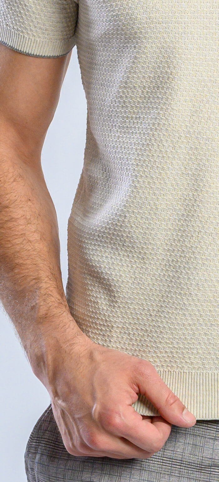Buttery knit T-shirt with a subtle pattern
