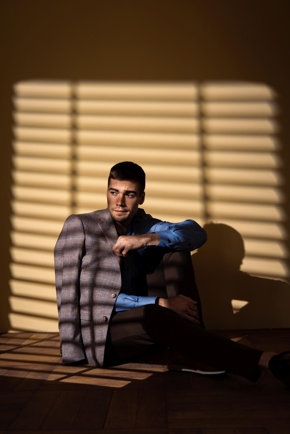 Blue denim slim fit shirt