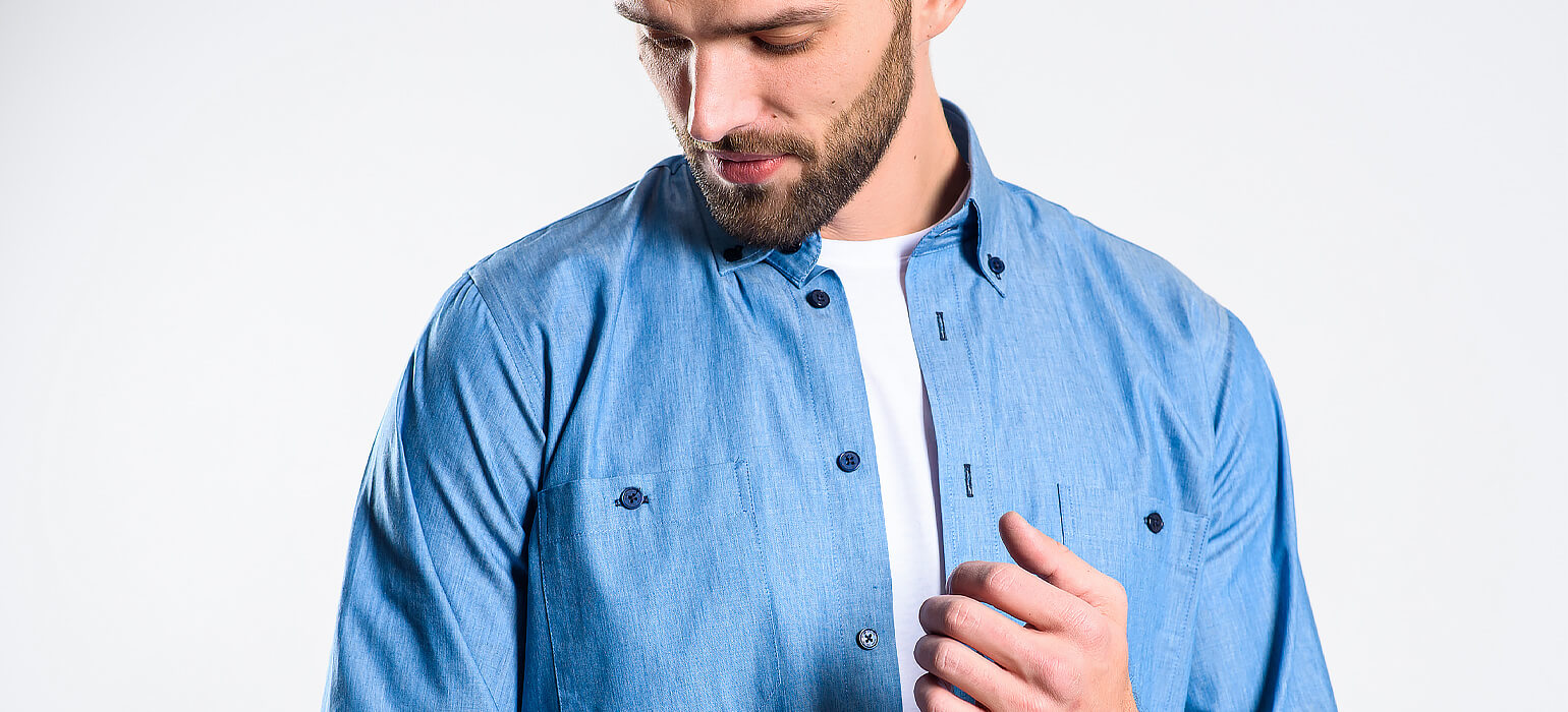 Blue denim slim fit shirt