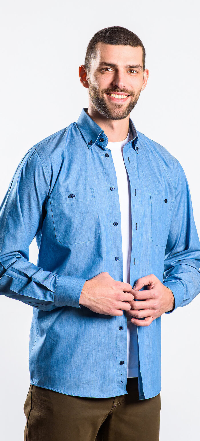 Blue denim slim fit shirt