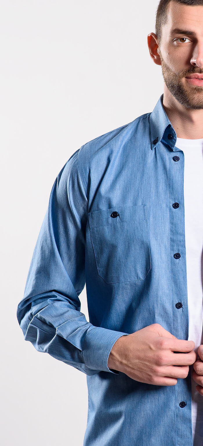 Blue denim slim fit shirt