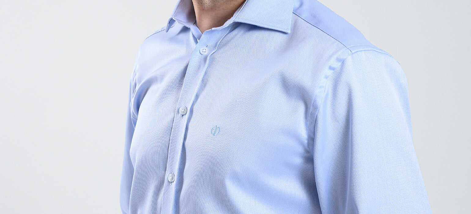 Blue Extra Slim Fit Shirt with Fine Dot Pattern