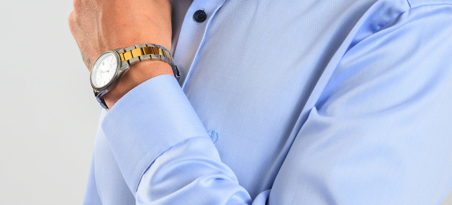 Blue Extra Slim Fit Shirt with a Fine Pattern