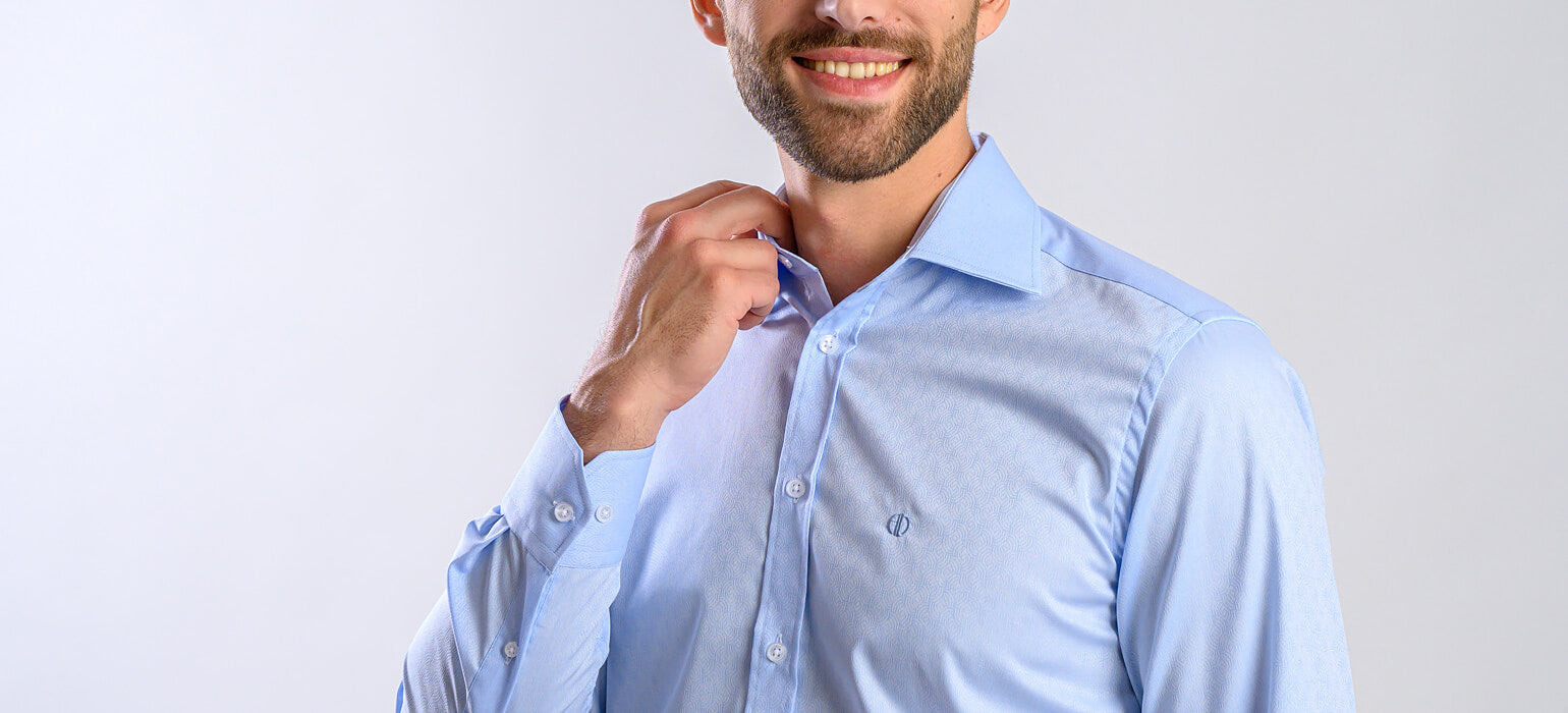 Blue Extra Slim Fit Shirt with a Fine Pattern