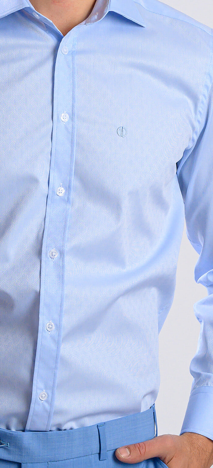 Blue Extra Slim Fit Shirt with a Fine Pattern