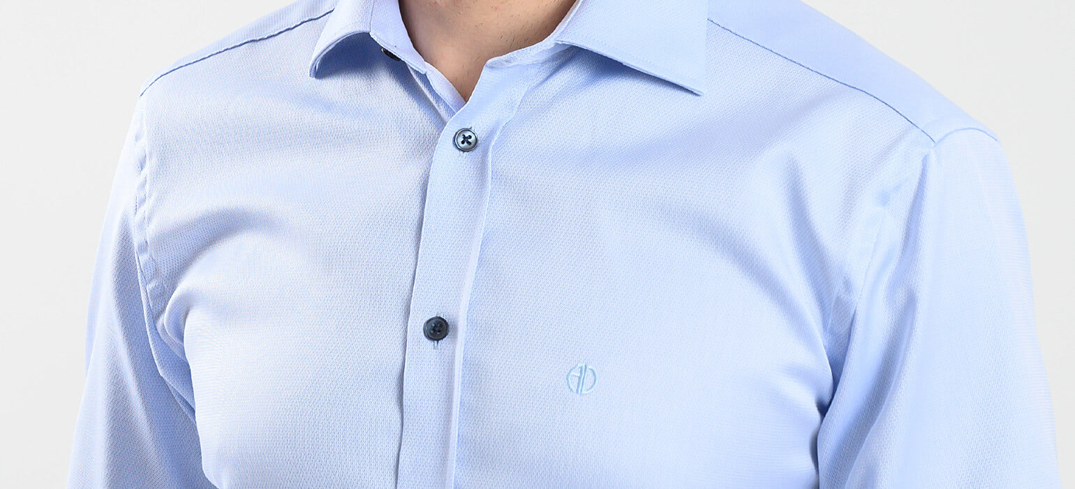 Blue Extra Slim Fit Shirt with a Fine Pattern