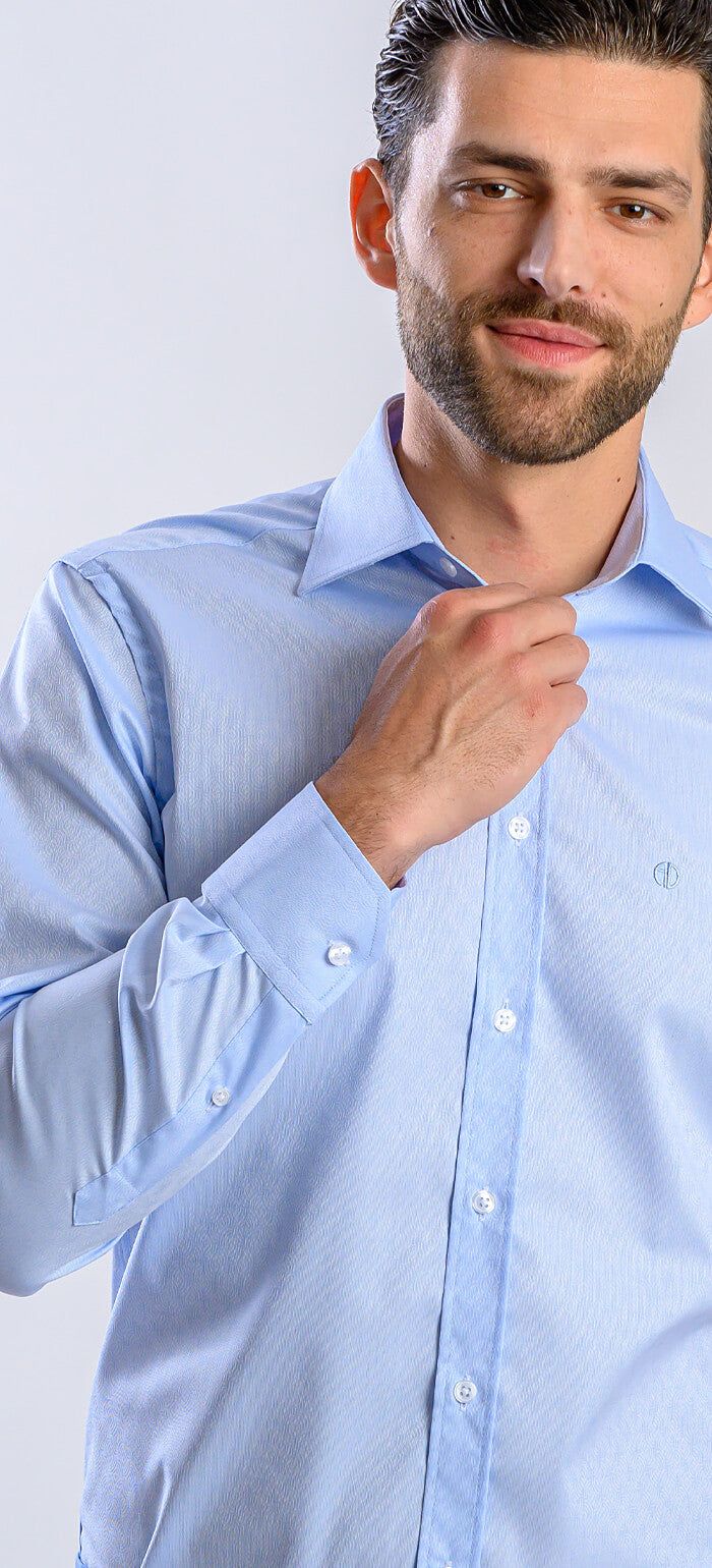 Blue Extra Slim Fit Shirt with a Fine Pattern