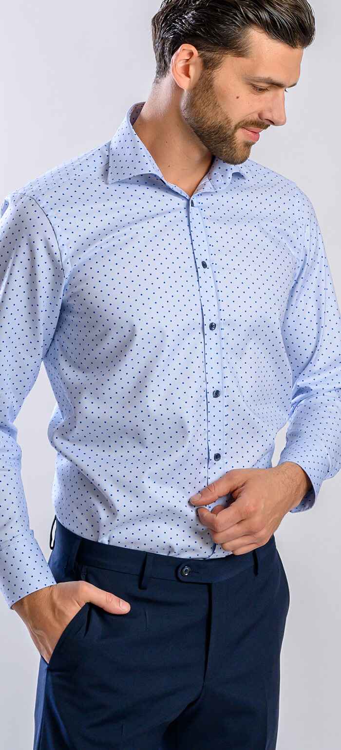 Blue Extra Slim Fit Shirt with Navy Blue Checks