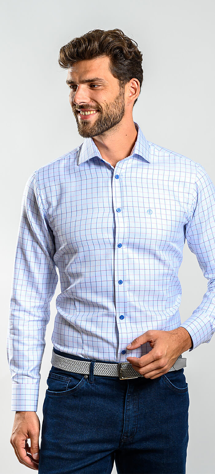 Blue checked Slim Fit shirt