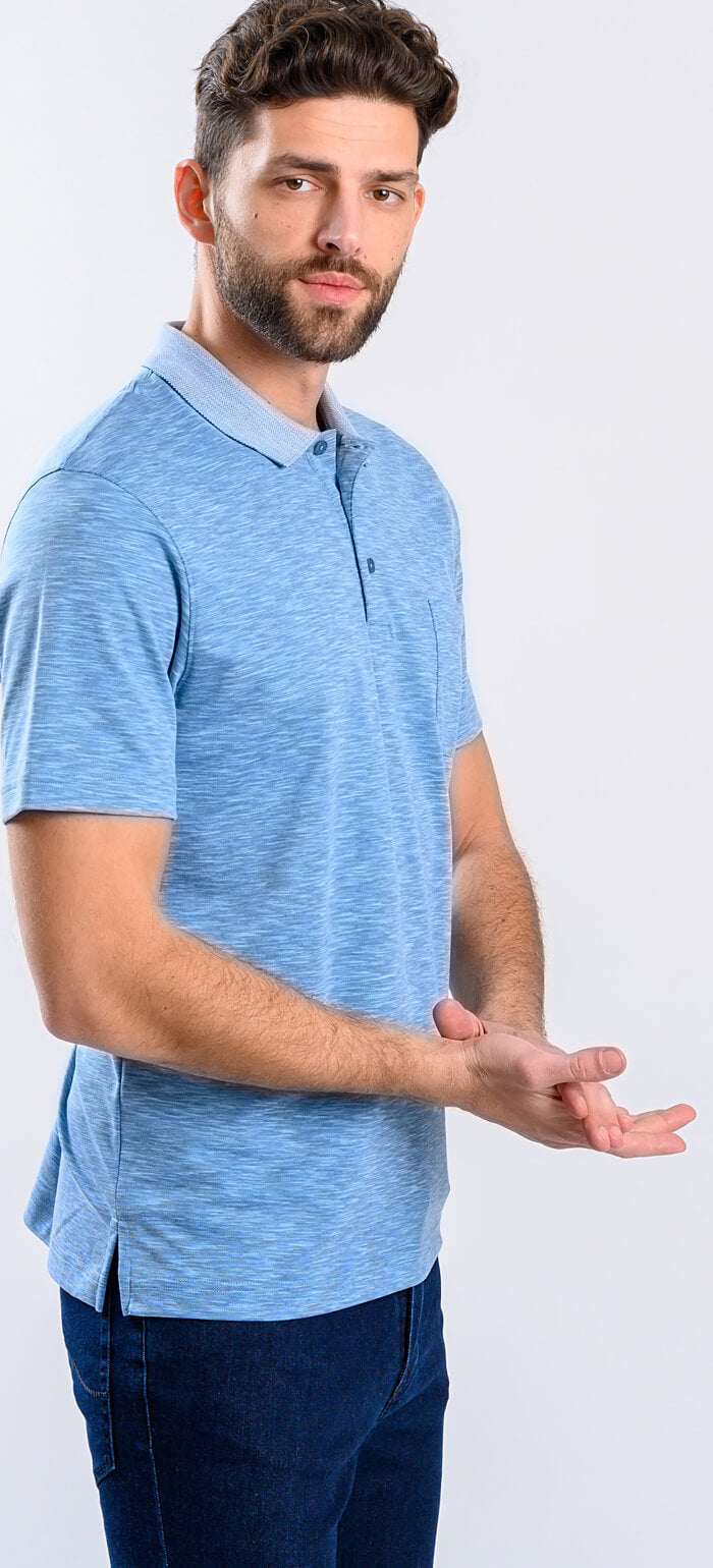 Blue melange polo shirt