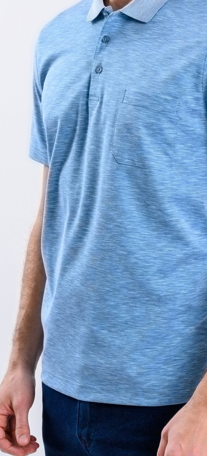 Blue melange polo shirt