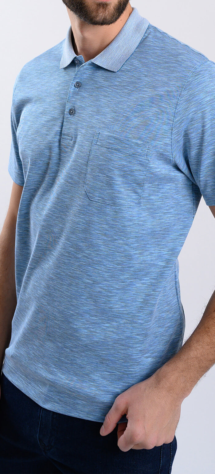 Blue melange polo shirt