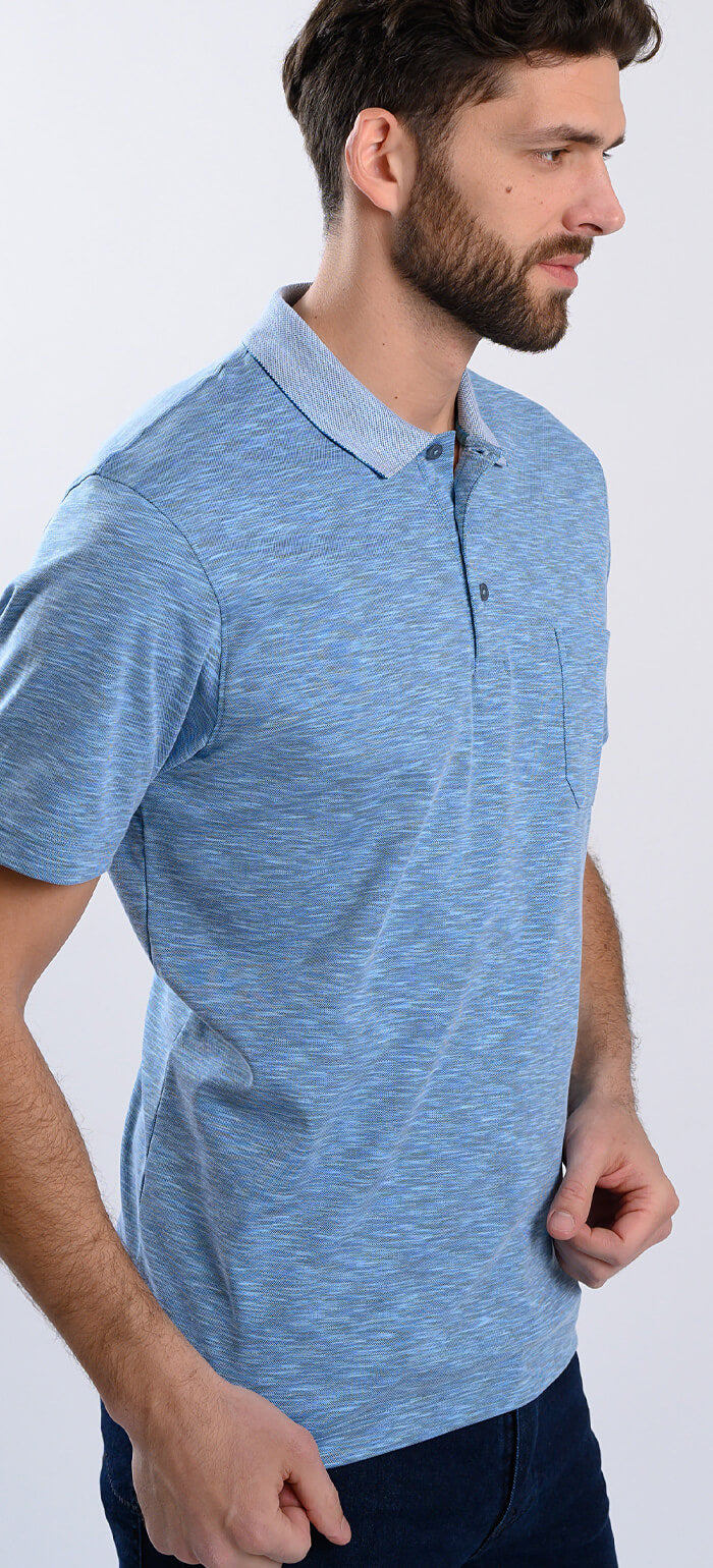 Blue melange polo shirt